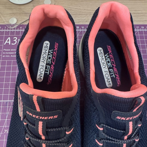 Skechers Women's Navy and Coral Sneakers - Picture 7 of 9
